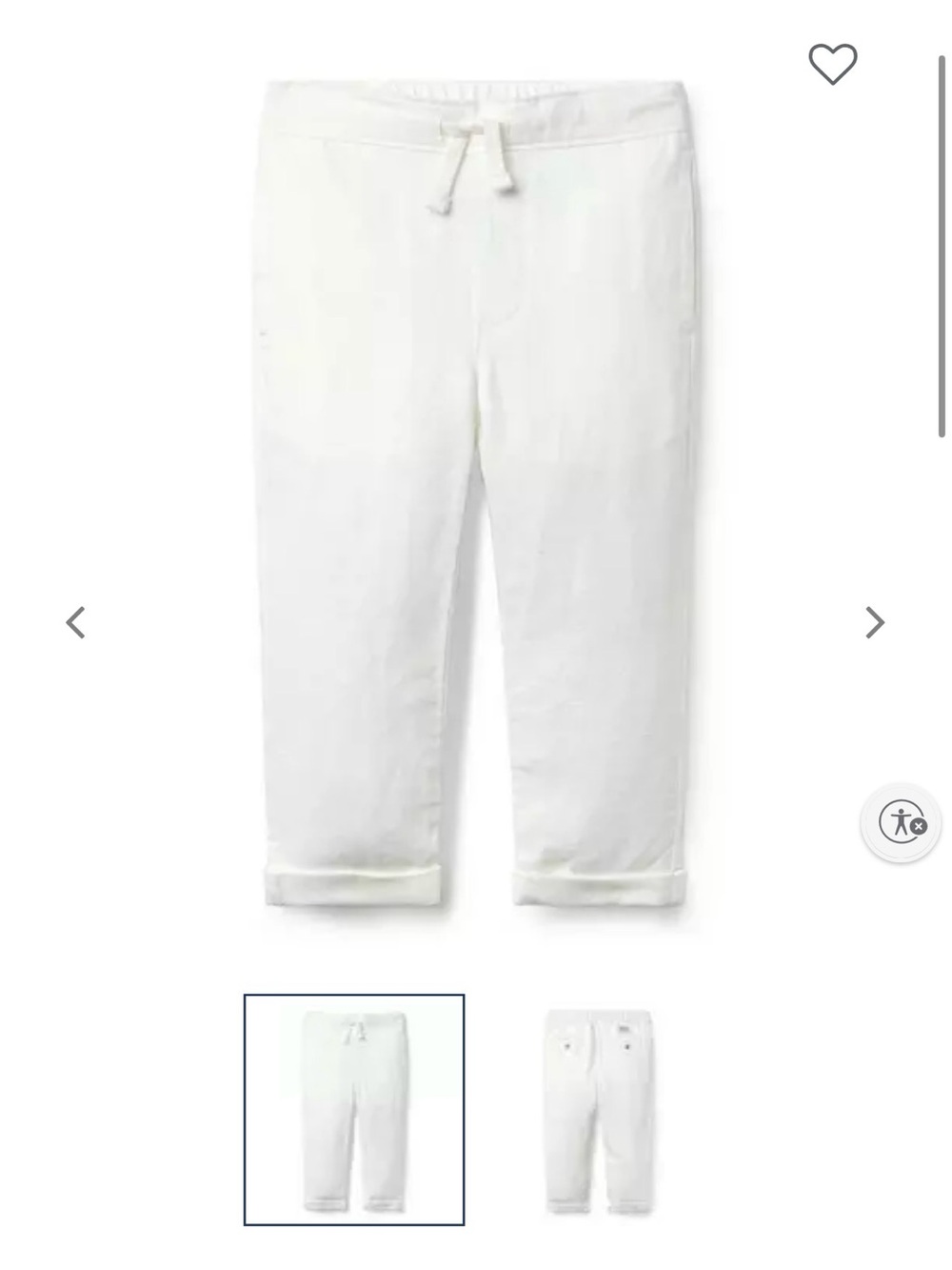 White Janie and Jack Linen-Cotton Cuffed Pant